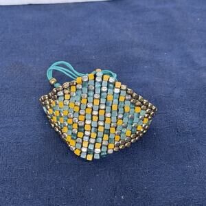 NWT Kenneth Cole Yellow Green Gold Silver Tone Bead Turquoise Cord Bracelet‎